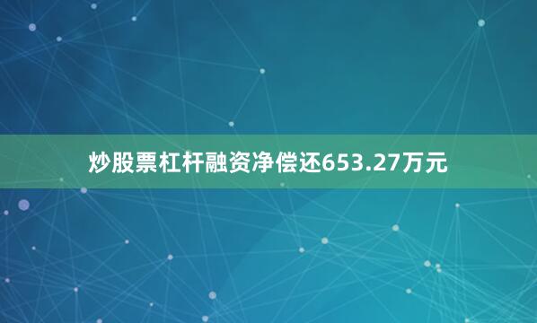 炒股票杠杆融资净偿还653.27万元